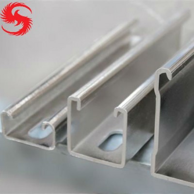 Q235 material slotted perforated galvanized C purlin  channel steel for solar panel bracket